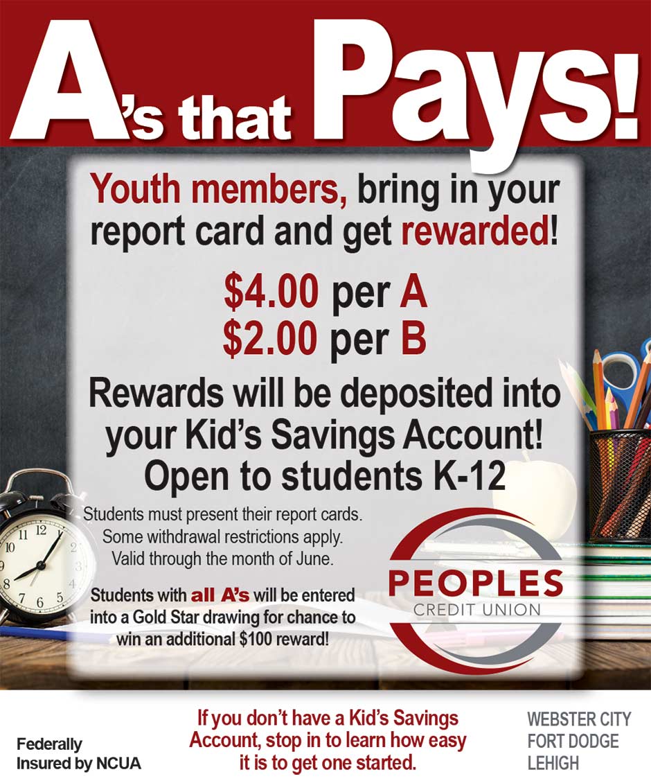 A's that Pays! Rewarding students for good grades (June 2021). Youth members, bring in your report card and get rewarded!